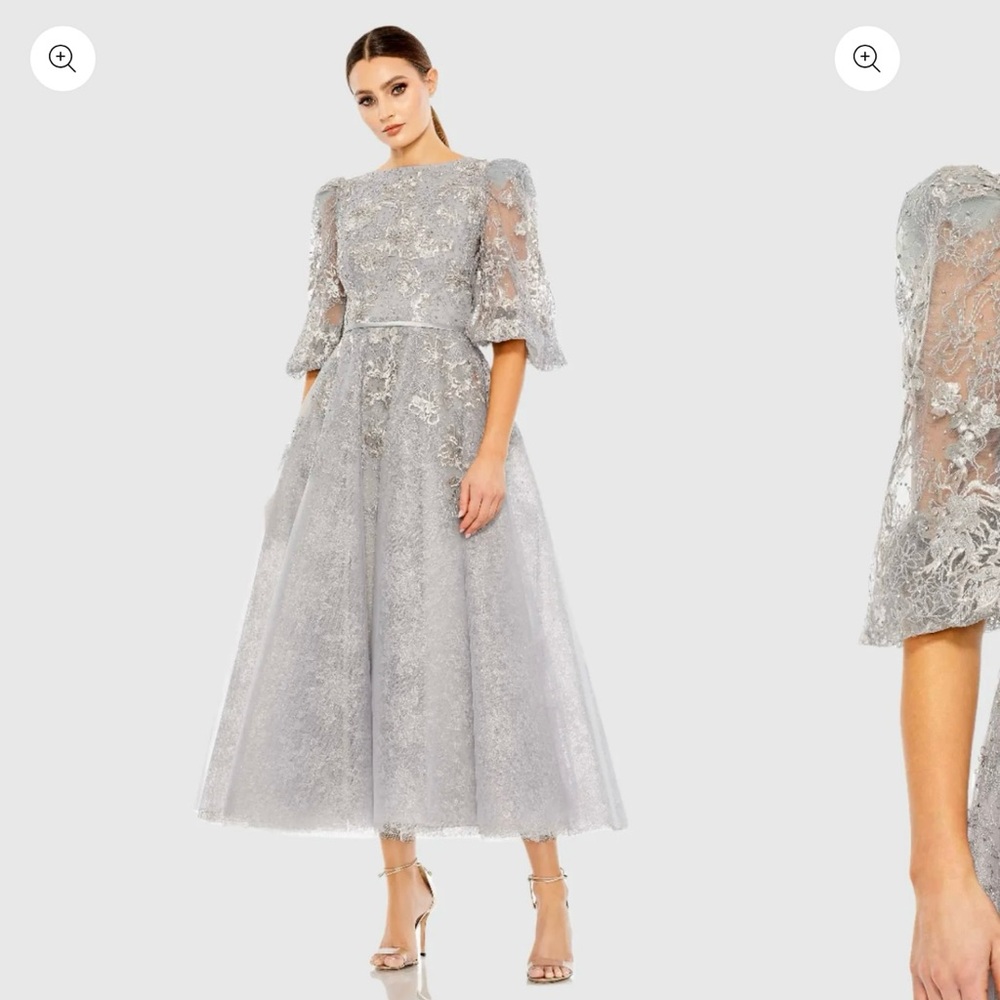 Elegant Silver Lace Dress